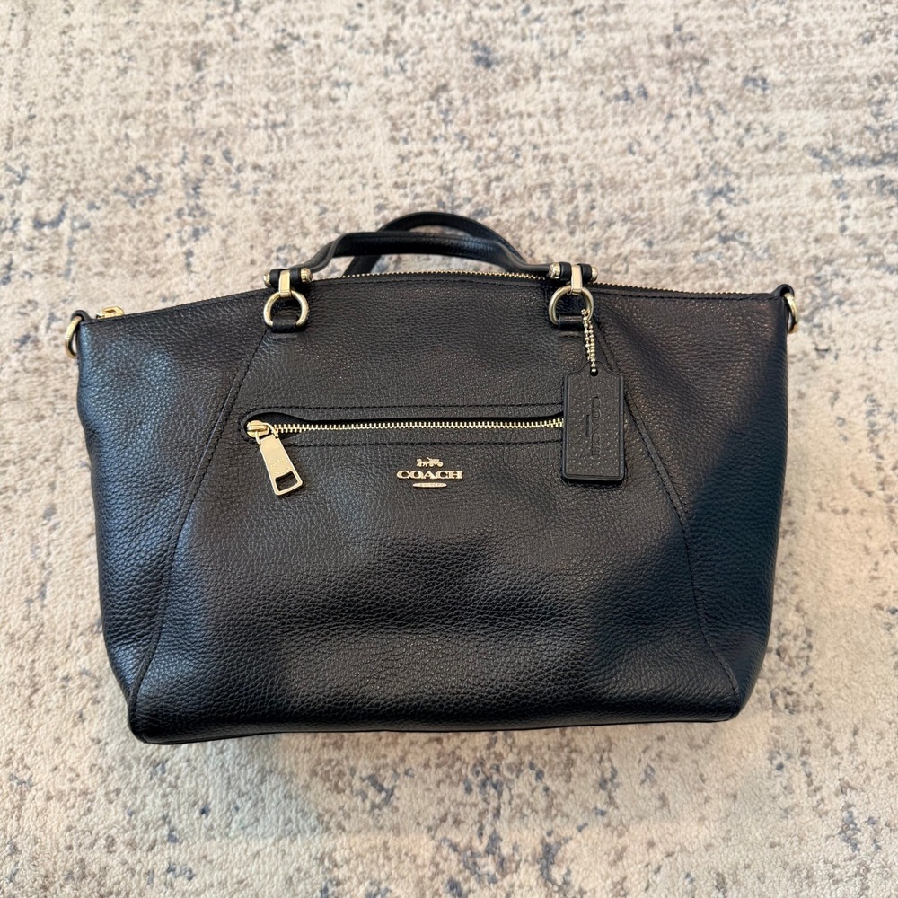 COACH Prairie Satchel Black Pebbled Leather Handbag Gold Hardware 79997
